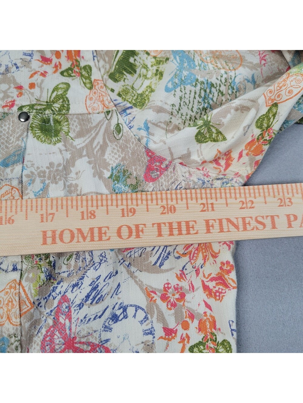 Christopher & Banks Size XL PASTEL Floral Jean Jacket Comfort Stretch- 3/4 SLEE - Picture 5 of 9